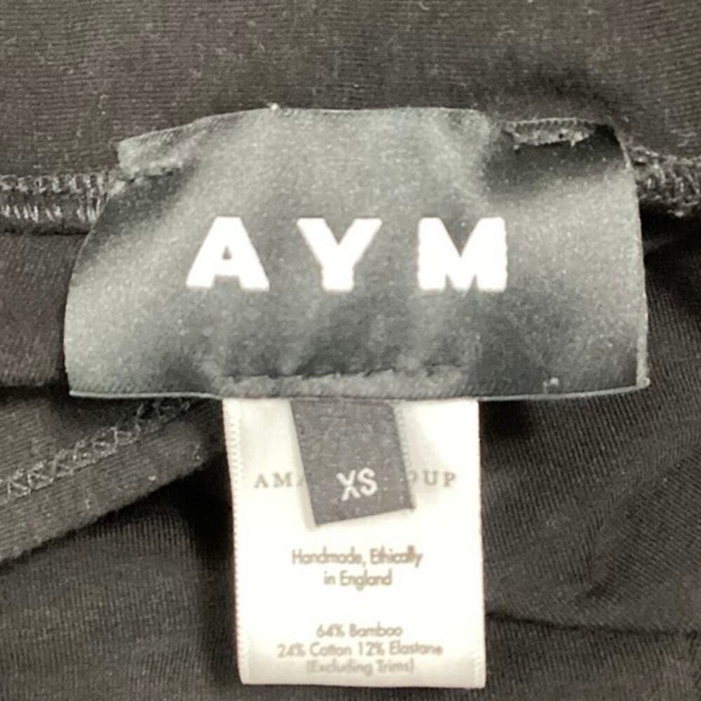 AYM Black Mid Rise Pull On Stretch Career Ankle Flared Trouser Pants Size XS - Picture 4 of 5